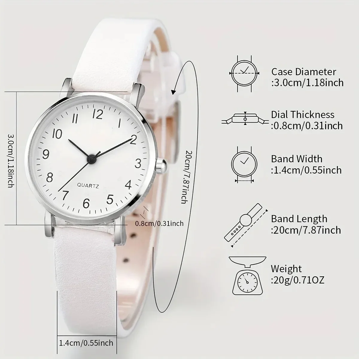 2pcs/set Casual Fashion Quartz Watch Analog PU Leather Wrist Watch & Bracelet, Gifts For Women Her