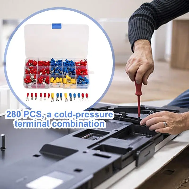 Konektor sambungan kawat 280X terminal konektor kawat dengan kotak penyimpanan Kit sambungan kawat terisolasi kawat listrik sambungan cepat