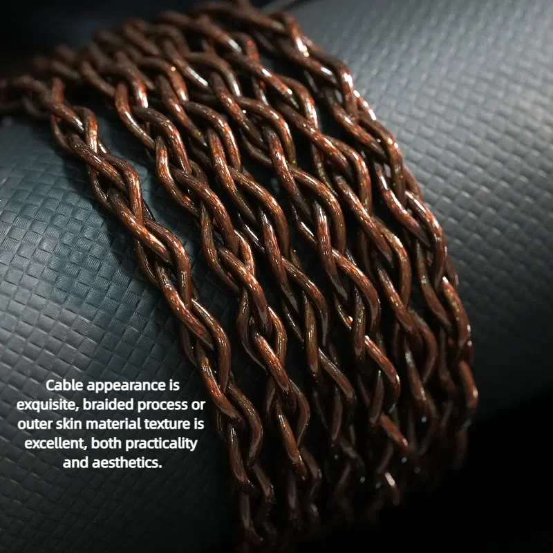 XINHS XH76 Brown 4-Core LITZ Structure High-Purity OCC Silver-Palladium Graphene IEM Cable 0.78 2-pin / IE900 / MMCX/KZ QDC