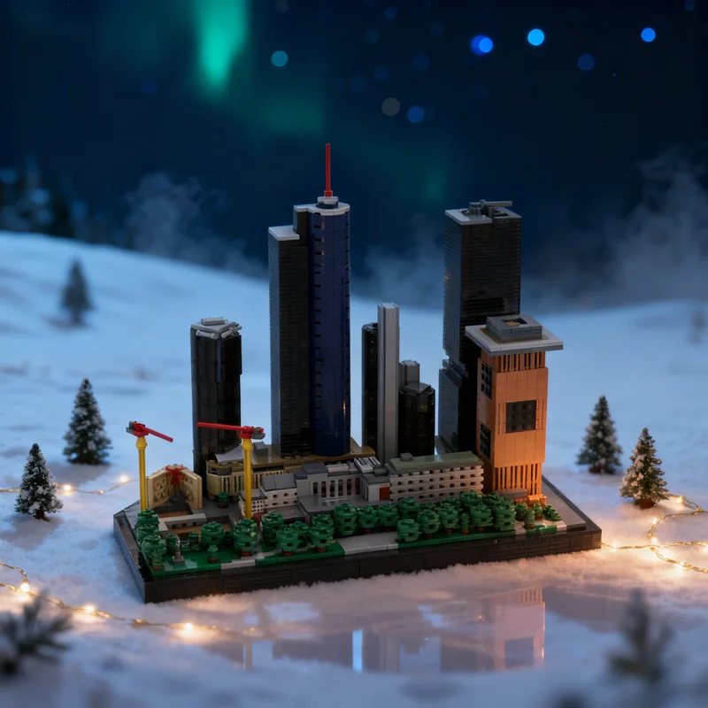 

3516 деталей MOC: Архитектурная модель небоскребов Франкфурта (Ной Майнцер-Штрае), конструктор, креативный подарок, декор для демонстрации, для взрослых