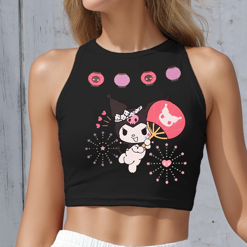 

WOMEN CLOTHES PARTY KUROMI off shoulder crop top summer CUTE TOPS Cartoon Tops Clothing Personalized Ladies