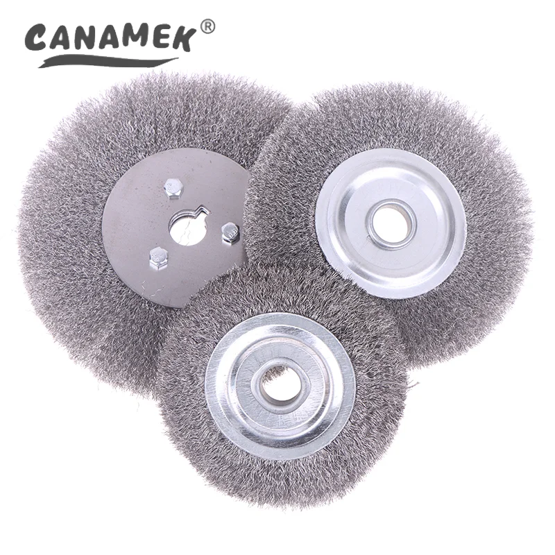 

100/125/150mm Steel Wire Brush 0.15mm Wire Wheel Brush Round For Bench Grinder Deburring Tool Cleaning Rust Polishing Adaptor