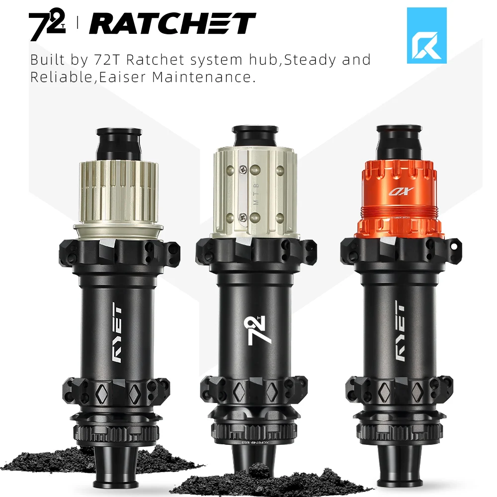 

Велосипедная втулка RYET 72T Ratchet MTB, 28H, легкая, с высоким коэффициентом передачи, прямой привод, сквозная ось, подшипники TPI, совместимость с HG, XD, MS Freehub