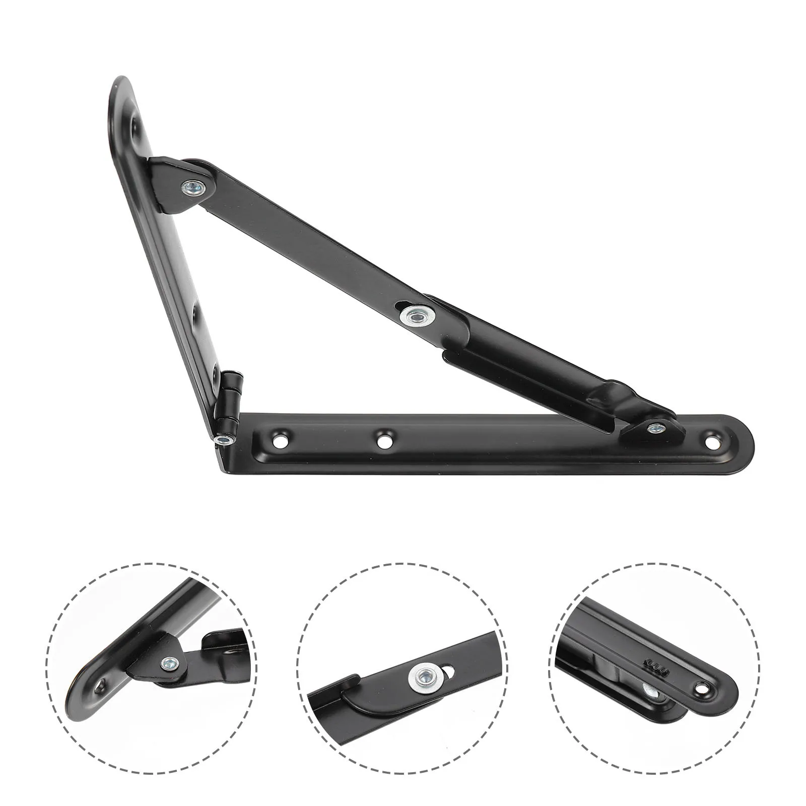 

2pcs Black Folding Brackets Heavy Duty Iron Support For Wall Shelf Storage Rack Adjustable Triangle Foldable Stands Practical
