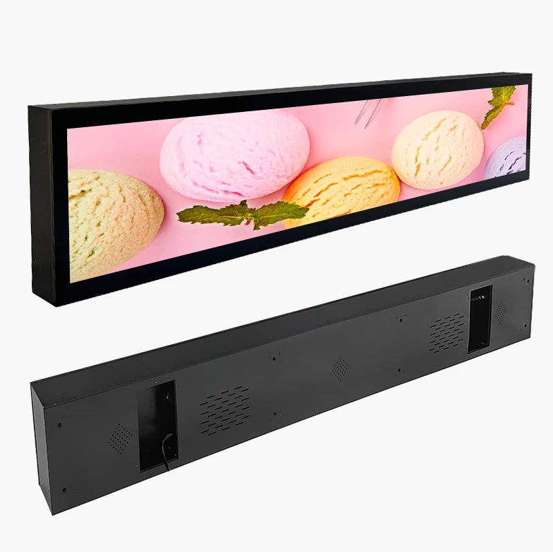 Indoor Customize 23.1 Inch Screen Wide Strip Advertising Display Player Stretched Shelf Digital Signage Lcd Edge Monitor