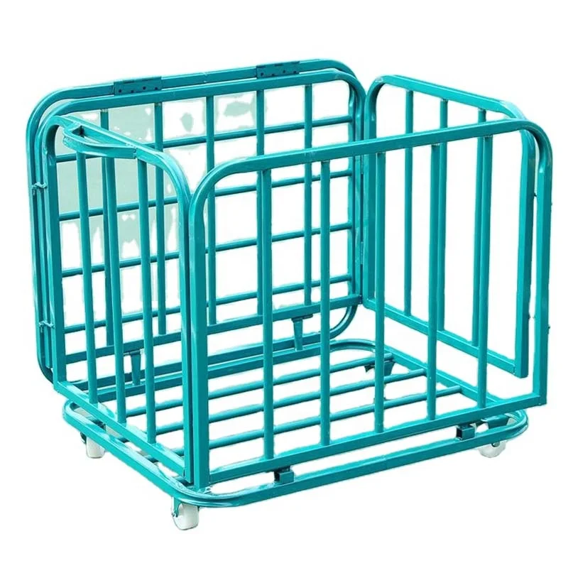 

Sports Outdoor Field Wholesale Wheels Metal Multi Container Basket Portable Storage Foldable Soccer Basketball Cage Ball Cart
