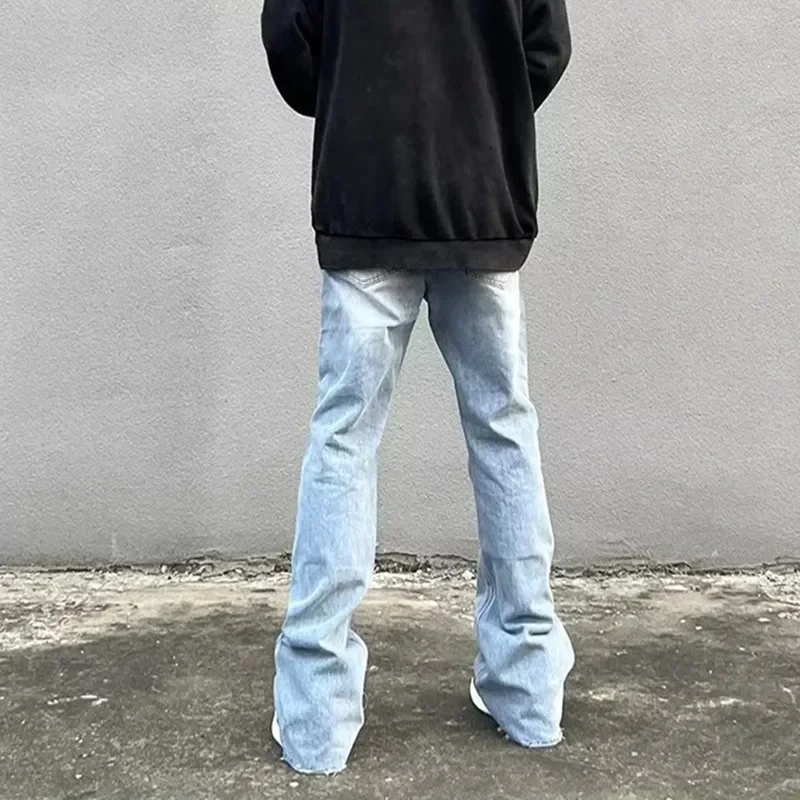 

2023 Y2K Fashion Zipper Retro Washed Baggy Flare Jeans Pants Men Streetwear Hip Hop Wide Leg Straight Denim Trousers Ropa Hombre