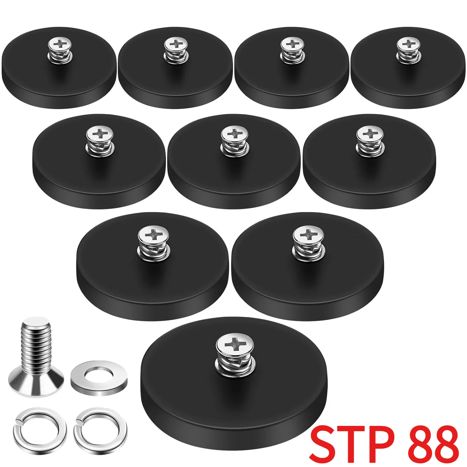 P88 Rubber Coated Magnet with Screw and Washer Magnetic Base Hardware Fitting DIY for Work Light SUV Offroad Light Stand Fixed