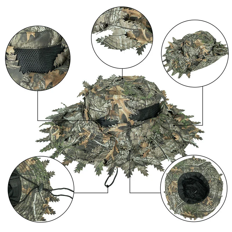 Hunting Fishing Hat 3D Leafy Camo Tactical Cap Turkey Fishing Sunshade Hunting Apparel Accessories