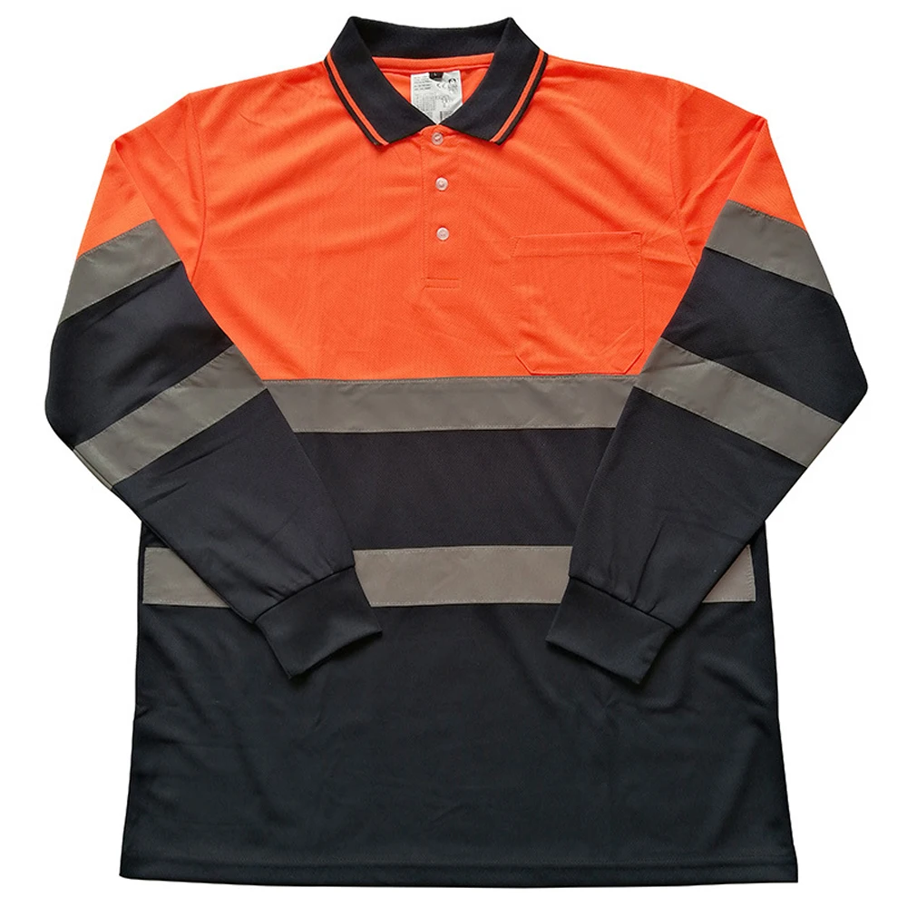 Safety T-shirt Hi Vis Work Wear Long Sleeve Polo Shirt Construction Security Clothing High Visibility Working Clothes