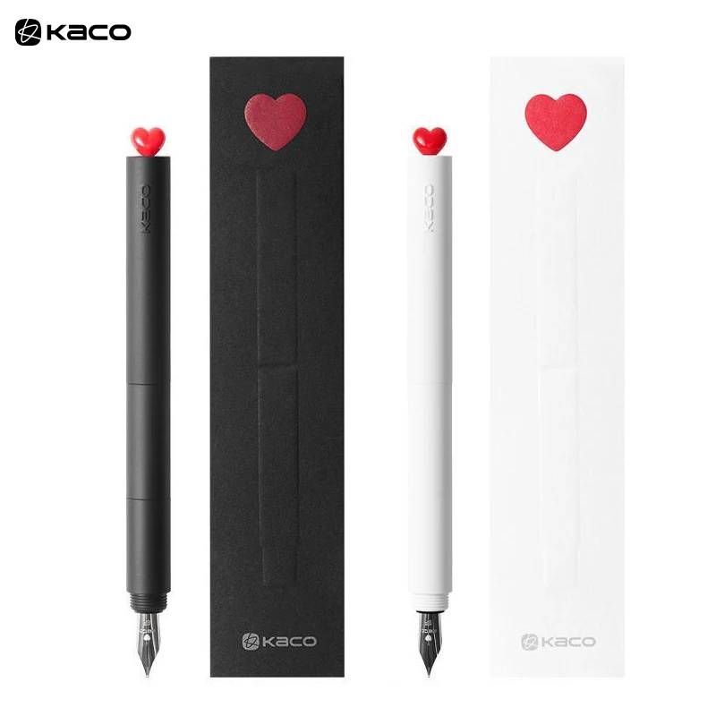 KACO FIRST Kawaii Heart Fountain Pen,Rotating Cap EF Nib Mini Pen Portable Refillable Writing Tool for Office School Stationery