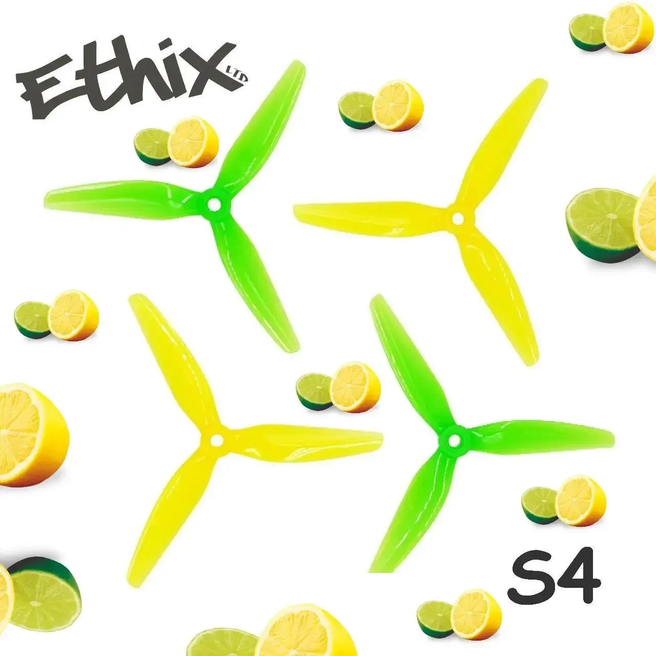 6Pairs(6CW+6CCW) HQPROP Ethix S4 Lemon Lime 5X3.1X3 5031 3-Blade PC Propeller Green+Yellow for RC FPV Freestyle 5inch Drones