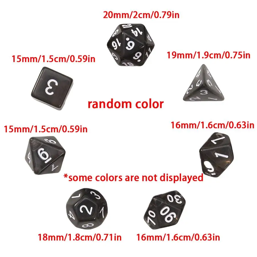 7/14/28pcs Random Polyhedral Dice & 1/2/4pcs Drawstring Storage Pouch, Dice Kit for Tabletop Board Games, Role‑Playing Game XJM