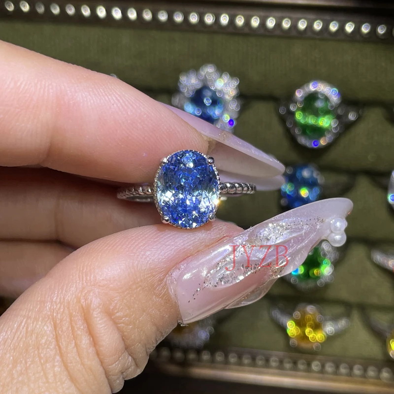 

100% natural Saint Mary 8*10mm aquamarine ring, simple and elegant, perfect gift for girlfriend at a party