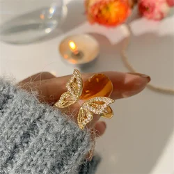 Gothic Crystal Butterfly Rings For Women Gold Color Insect Open Rings Adjustable Wedding Ring 2024 Trend Aesthetic Jewelry Gift