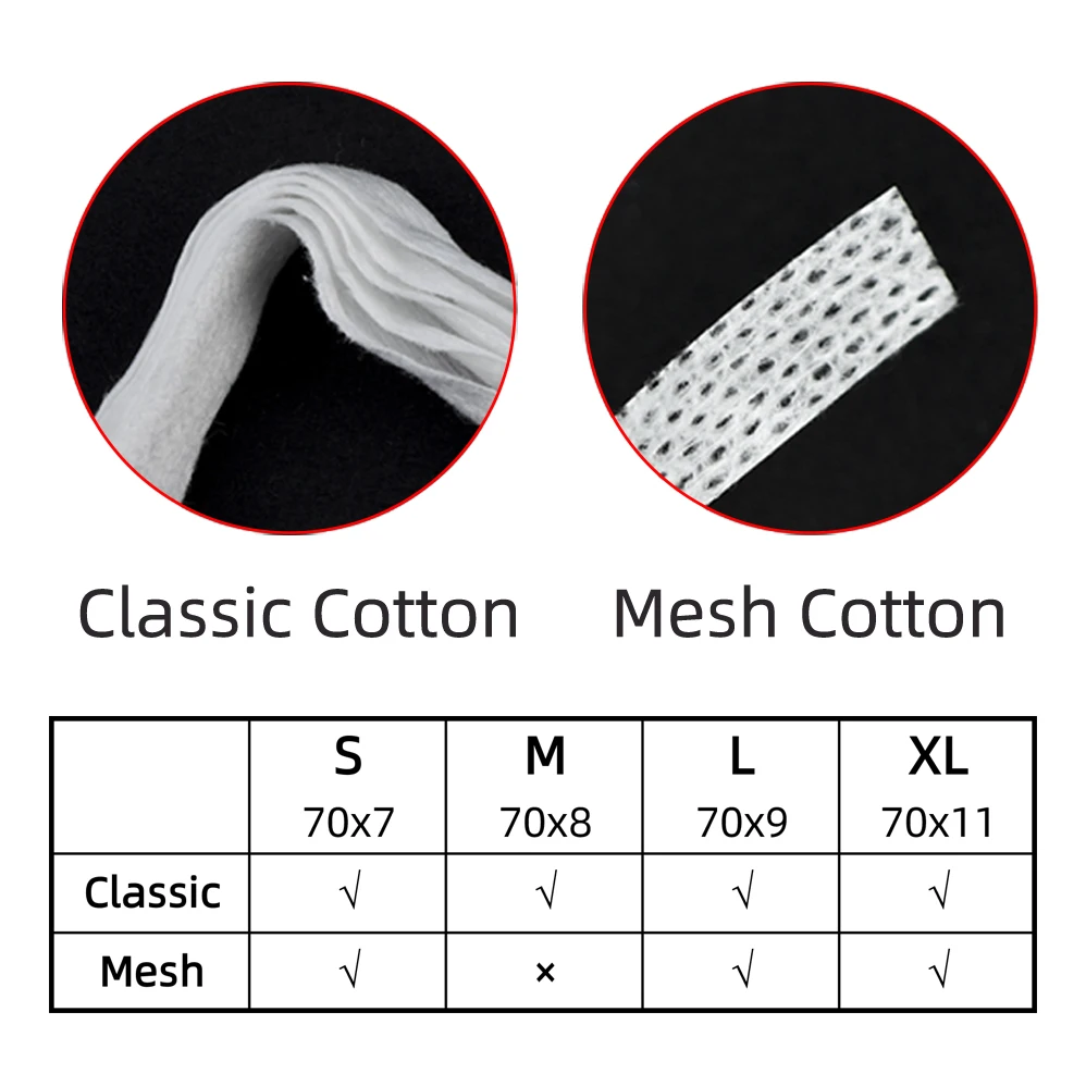 7Types 10pcs Classic Cotton /Mesh Cotton Strips S/M/L/XL Size for Oil Absorb Option Accessary Tool 5layers/piece