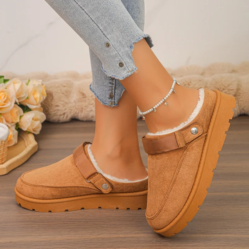 *Popular in Winter Elegant and Sexy Round Toe Flat Bottom Short Boots for Women Fashionable New Comfortable and Warm Snow Boots