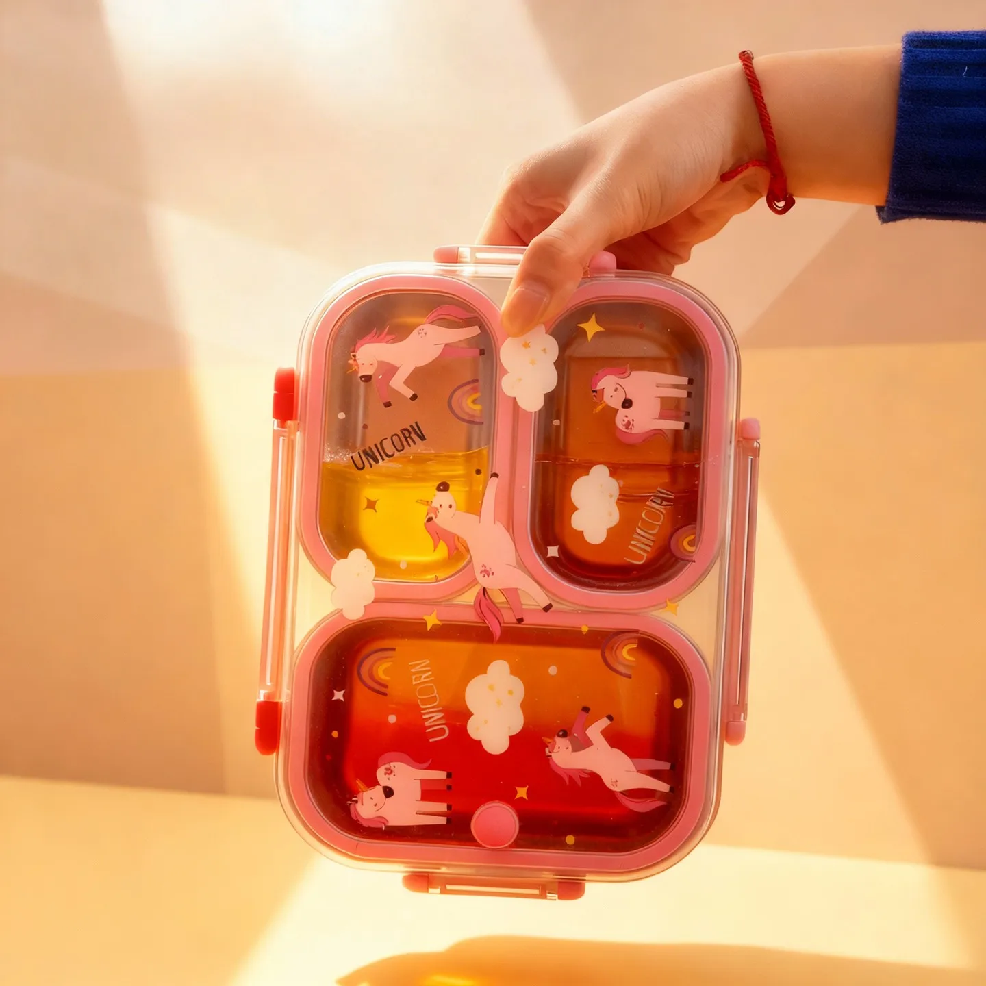 Large Capacity Cartoon Children Lunch Box With Handle Portable Leak Proof 304 Stainless Steel Divided Food Container Heatable view 6