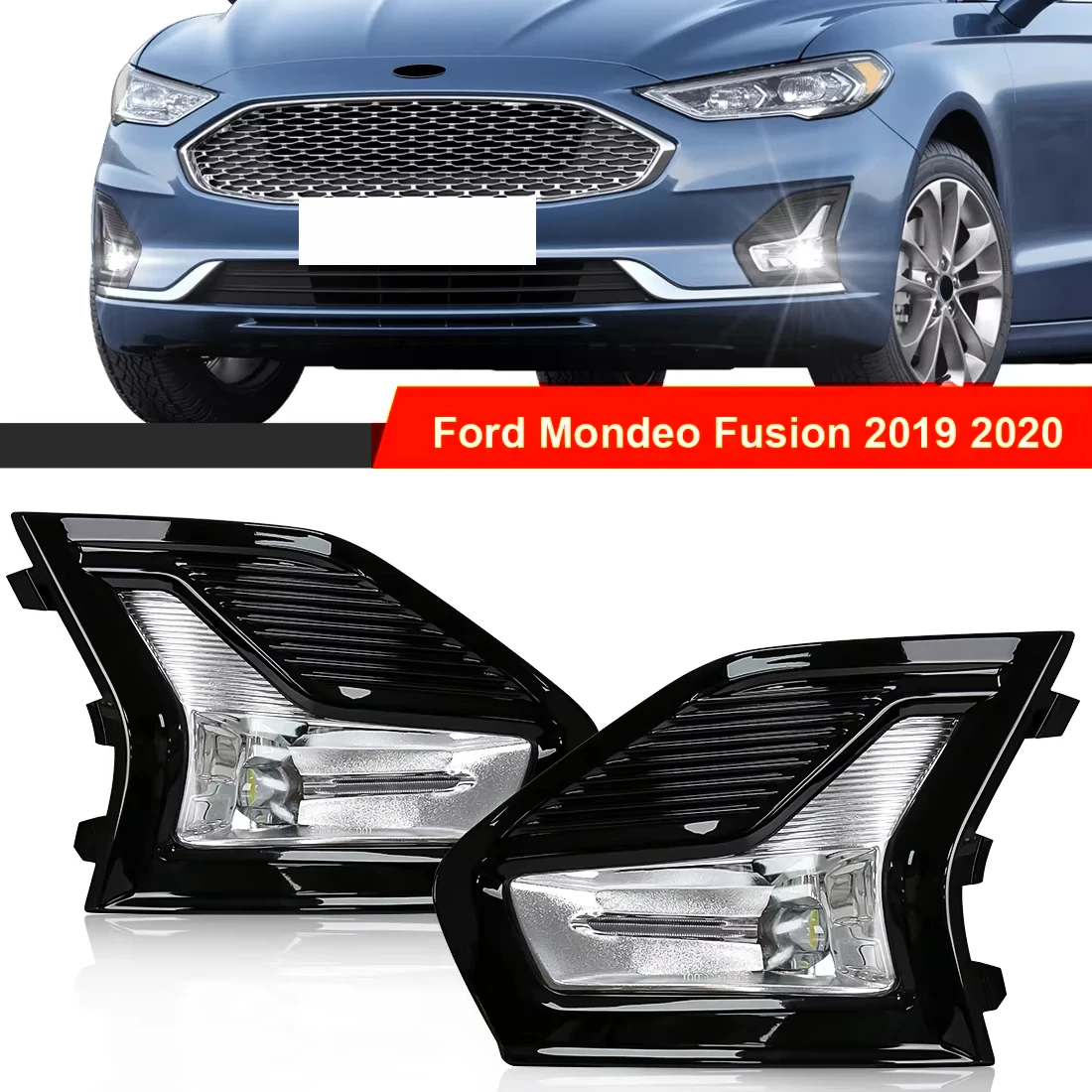 

Led Fog Lamps For Ford Mondeo Fusion 2019 2020 Daytime Running Light DRL Car Front Driving Daylight Covers Frame Wire Switch 12V