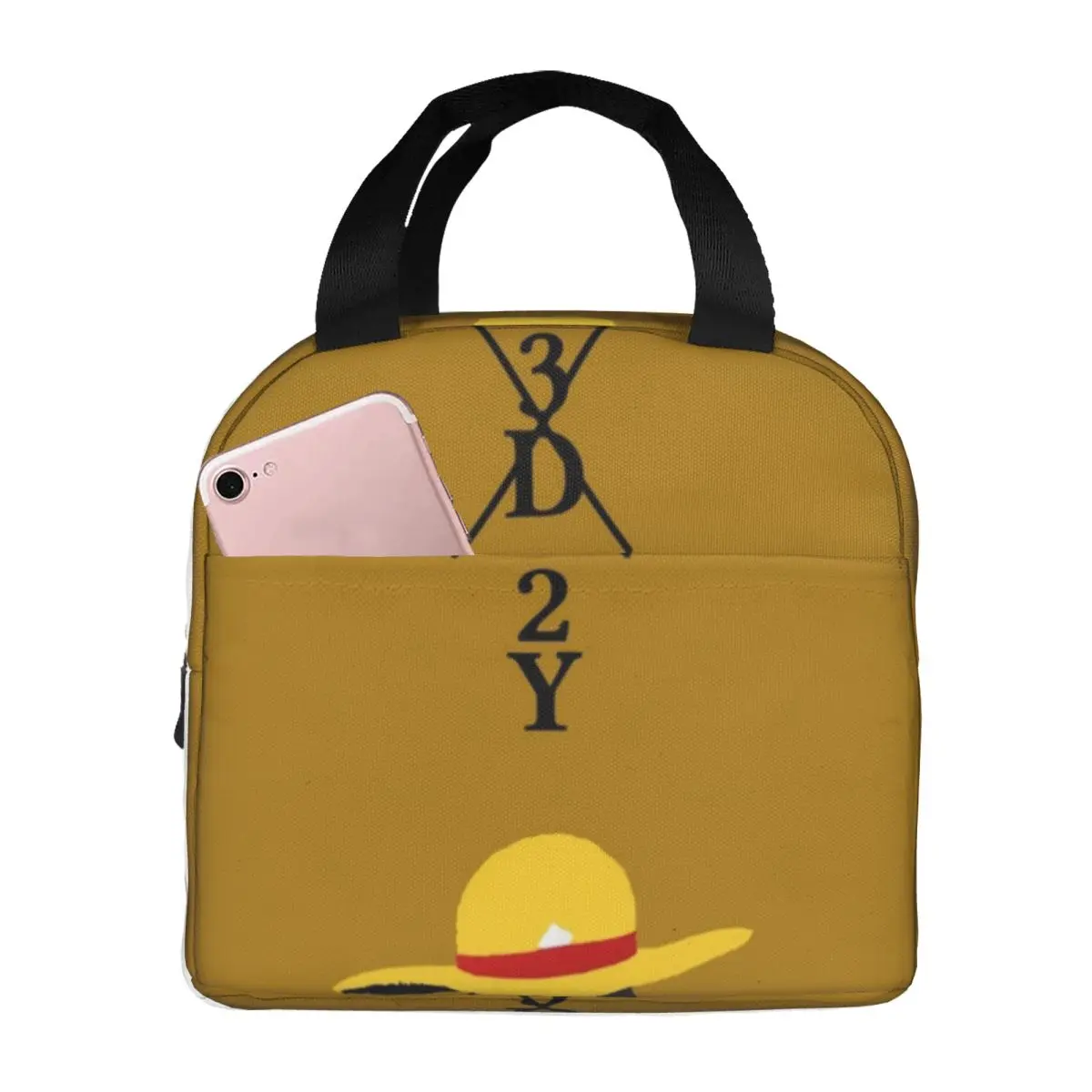 3D2Y One Piece Luffy Wanted Lunch Bags Insulated Bento Box Waterproof Lunch Tote Cooler Thermal Bag for Woman Children Travel