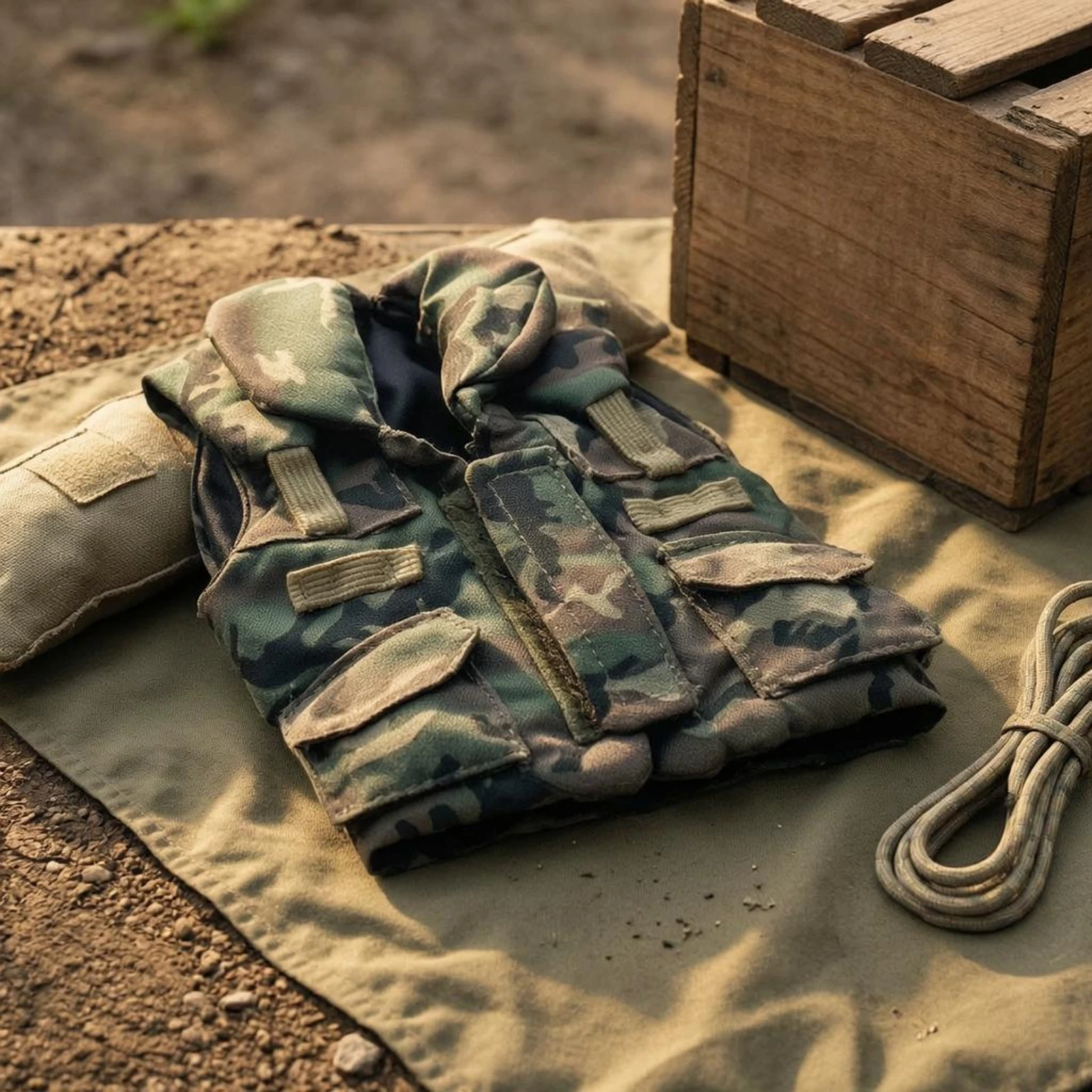 

Vest Padded Hooded Top Miniature Vest Figure Accessory Stitched Defensive Gear for Scene Setting