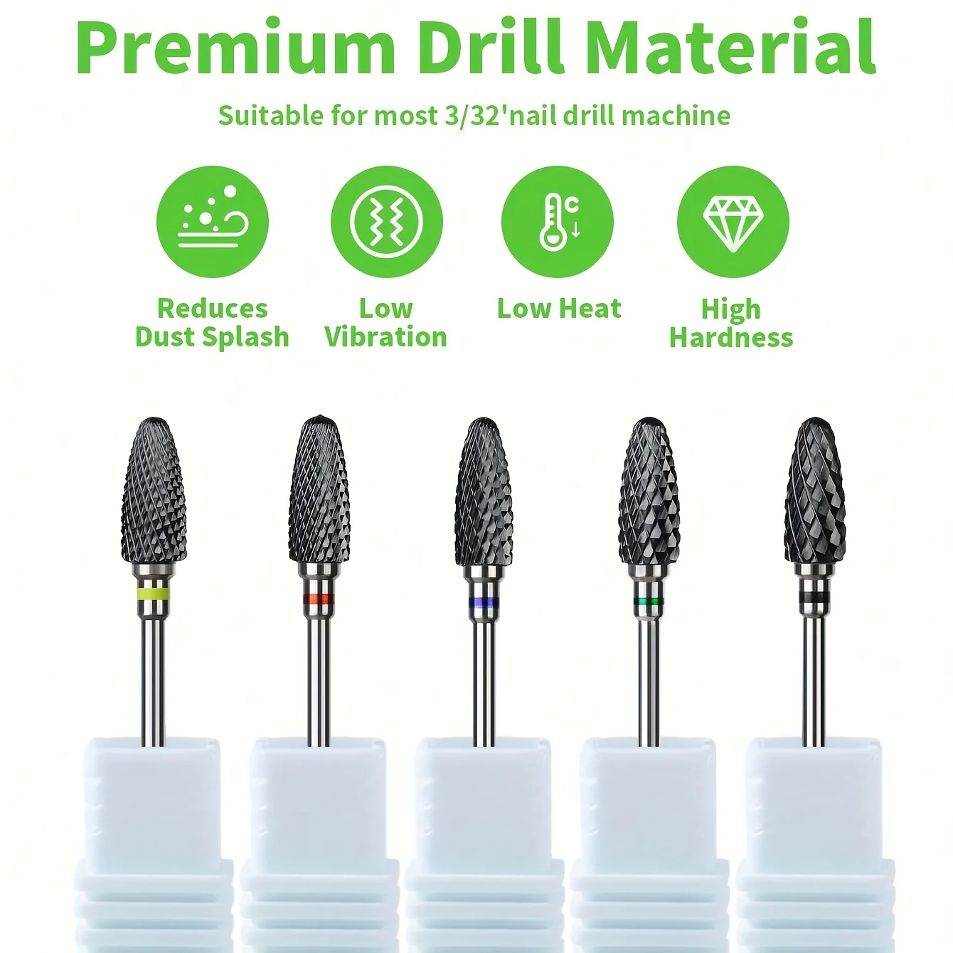 1or5pcs Black Ceramic Nail Drill Bits 3/32'' Safe & Professional Nail Cleaning Polishing Head For Callus & Dead Skin Removal image 3