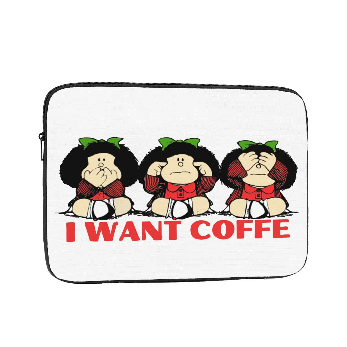 

Laptop Notebook Bag Case Mafalda I Want Coffe Tablet Liner Sleeve Cartoon Shockproof Case Bag for Macbook Air Pro