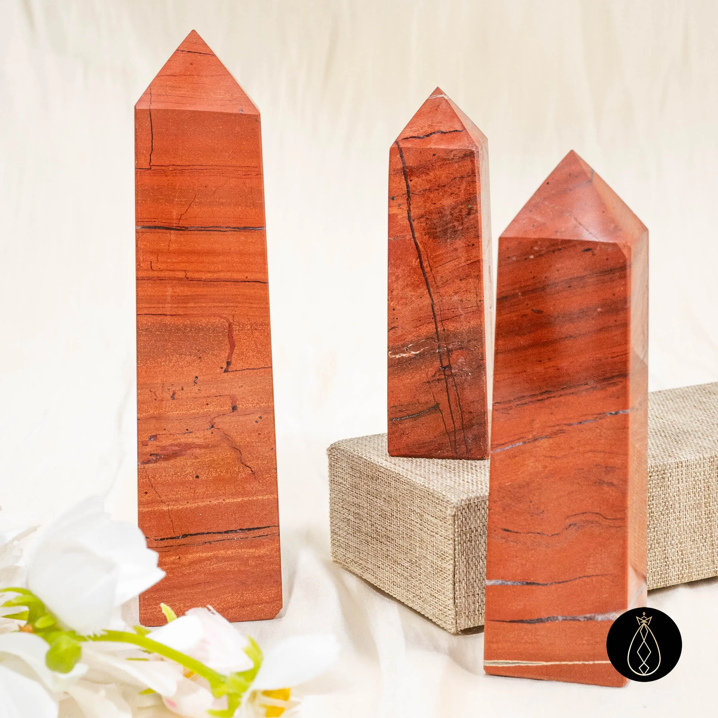 11–14 سم برج جاسبر أحمر طبيعي نقطة كريستال مصقولة يدويًا |   تأريض الحجر وديكور المنزل