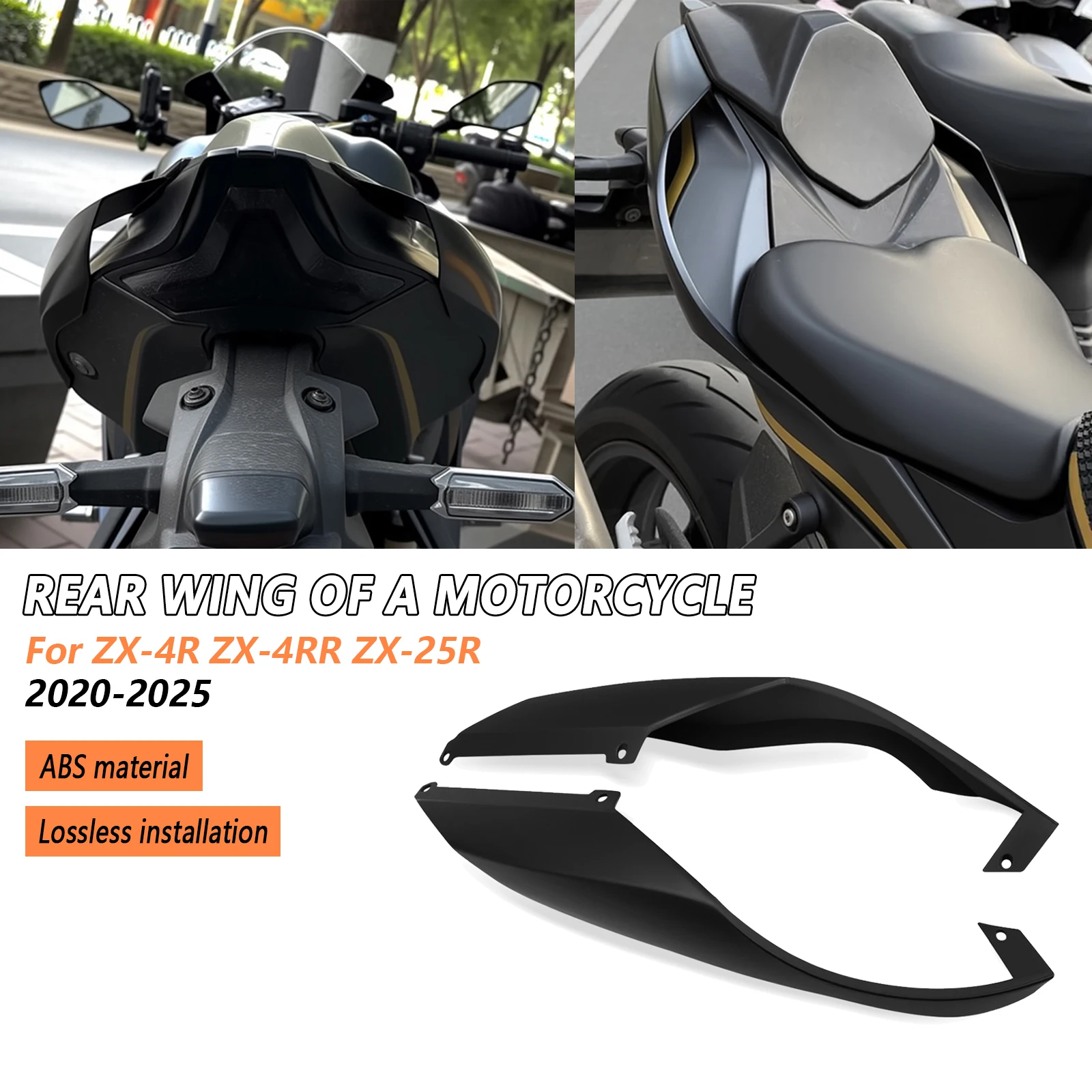 

For ZX-25R ZX-4R ZX-4RR 2020-2025 ZX4R ZX4RR 25R Motorcycle Rear Tail Wing Rear Spoiler Aerodynamic Winglet Fairing Kit