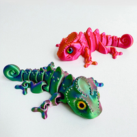 PLA 3D Printed Chameleon Model Joint Movable Gradient Chameleon Statue Ornament Children's Gift Home Desktop Decoration