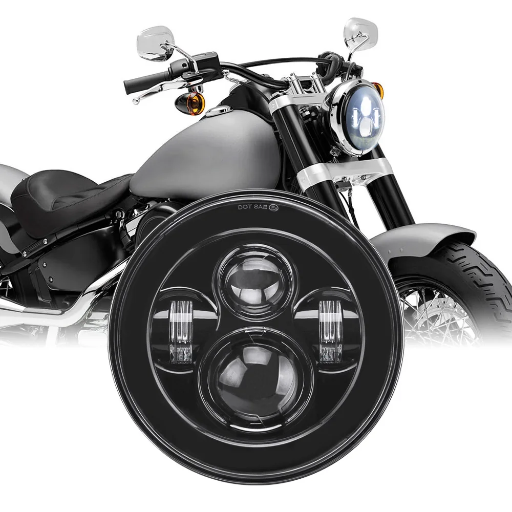Universal 7 Inch LED Headlight DRL H4 Headlamp for Motorcycle Harley Yamha Honda Round Headlight
