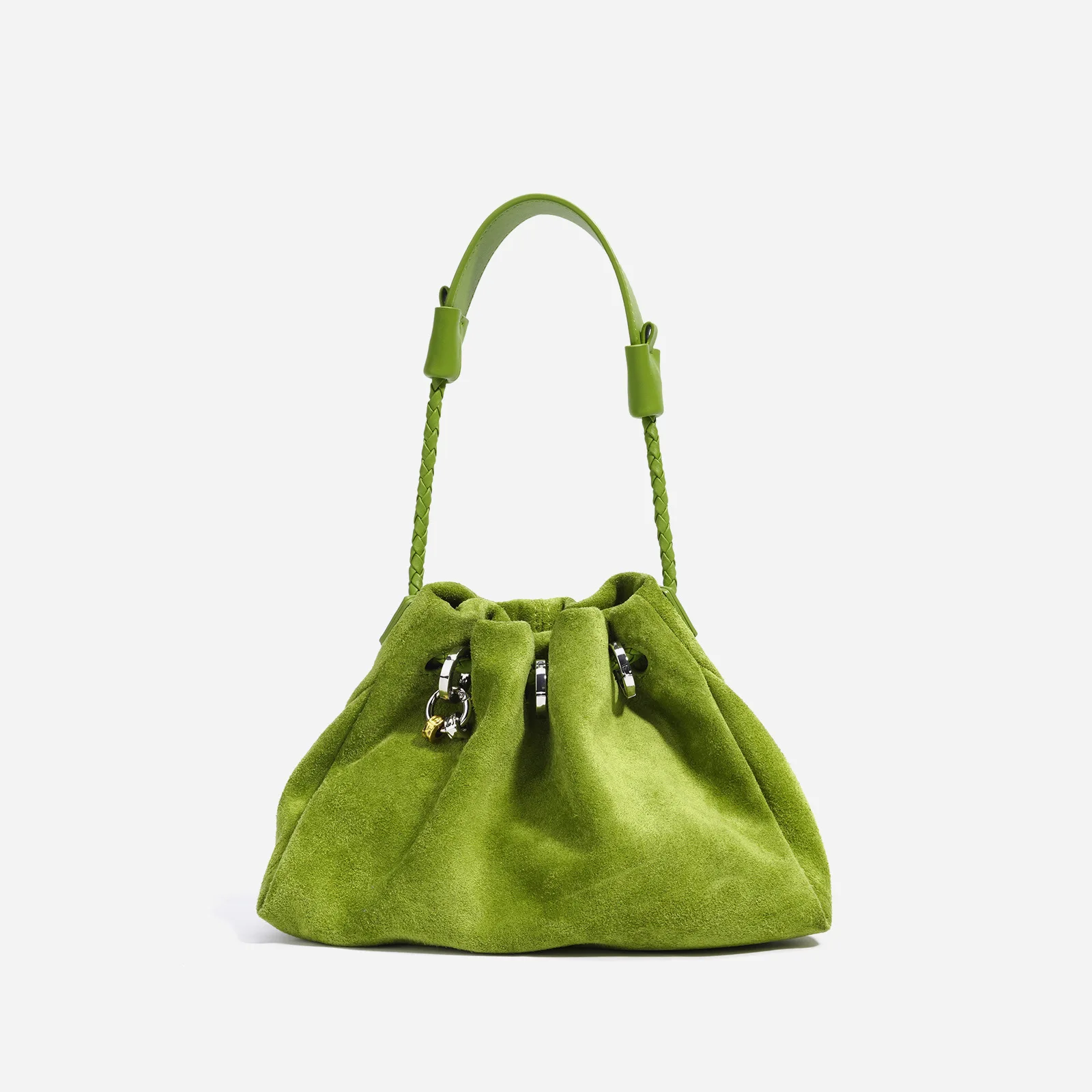 

Suede Cloud Bag 2025 New Niche Design Genuine Leather Drawstring Pleated Single Shoulder Crossbody Bag Fashion Women's Handbag