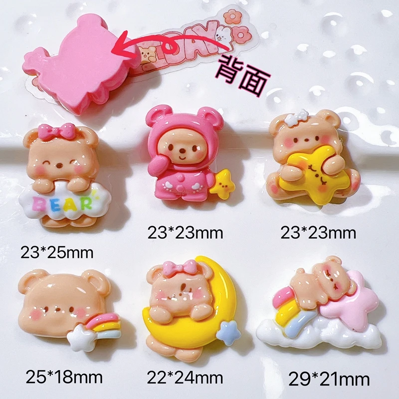 10 Pcs New Mini Lovely Cartoon Animal Little Bear Series Resin Diy Jewelry Children Gift Hairpin Accessories