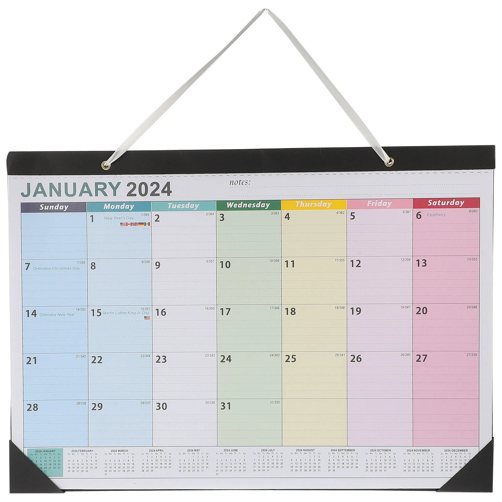 

English Monthly Wall Calendar Sturdy Hanging Calendar for Daily Use Appointment Holiday Countdown Family Room Office 2023-2024