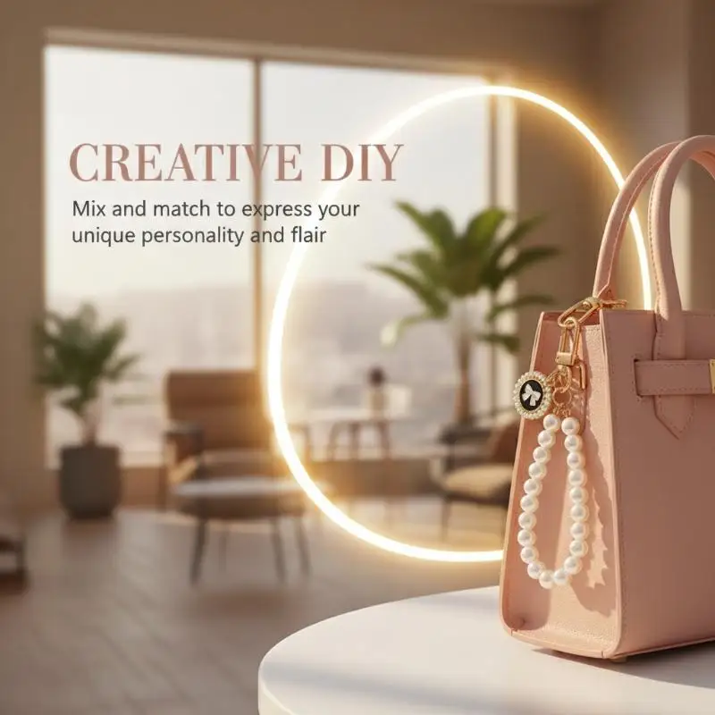 Simulation Pearl Keychains Love Flower Pendant For Bag Car Doll Pendant Beaded Key Charm Decoration For Women Mobile Phone DIY