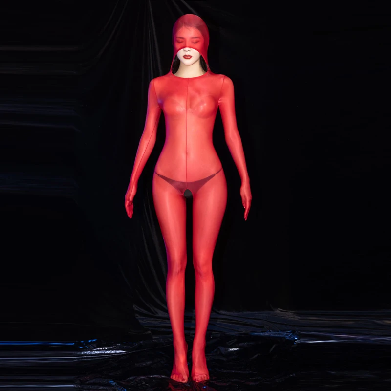 Gay Sexy Lingerie Glossy Crotchless Open Crotch Bodysuit See Through Sheer Tights Bodystocking Porno Costume Sexy Women Open