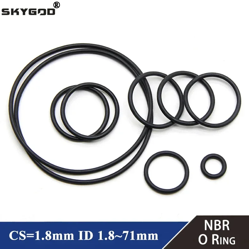 

10/50pcs NBR O Ring Gasket CS 1.8mm ID 1.8mm ~ 71mm Automobile Nitrile Rubber Round O Type Corrosion Oil Resistant Seal Washer