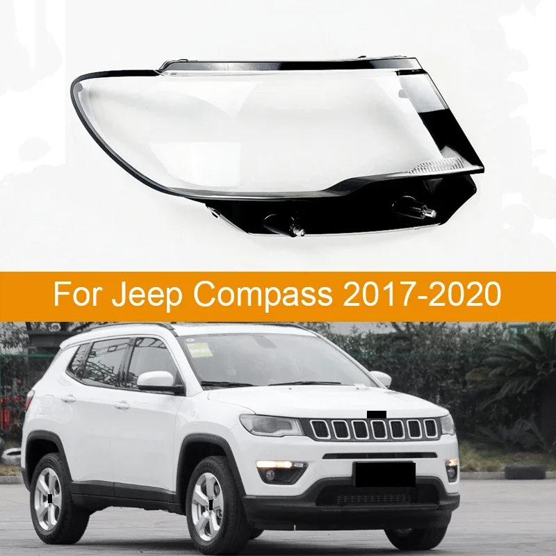 For Jeep Compass 2017 2018 2019 2020 Front Headlamp Cover Lamp Shade Headlight Shell Lens Replace Original Lampshade