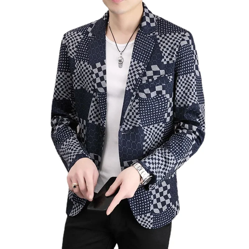 

Boutique Men's Fashion Comfortable Casual Plaid Business Fashion British Style Dress Wedding Small Suit Single Western Jacket