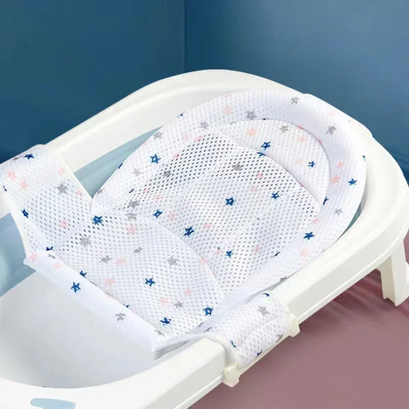 Newborn Adjustable Bathtub Pillow Seat Cushion Cross-shaped Anti-slip Baby Bath Net Mat Children Bathtub Shower Cradle Bed Seat