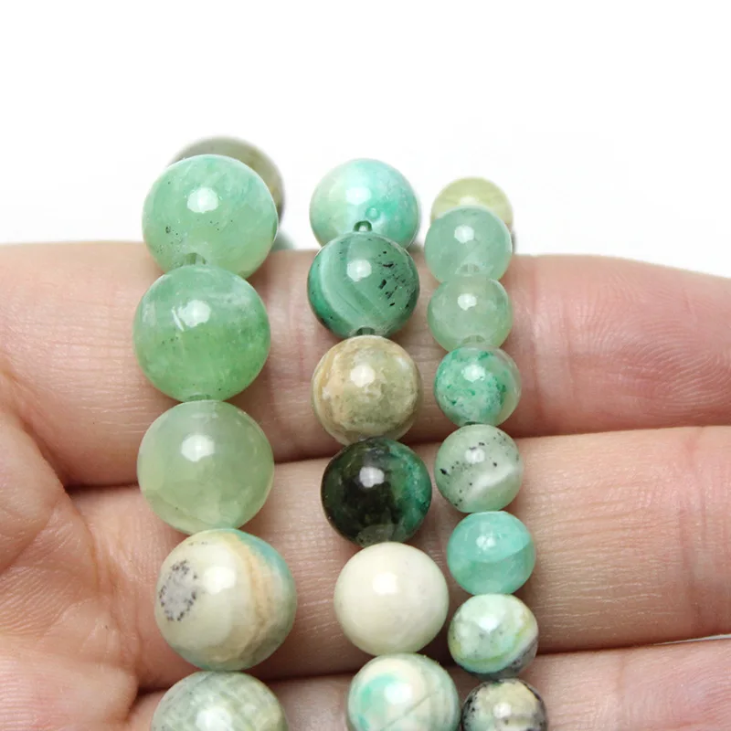 Green stone beads loose beads DIY jewelry accessories handmade beaded bracelets work in progress Weaving materials wholesale