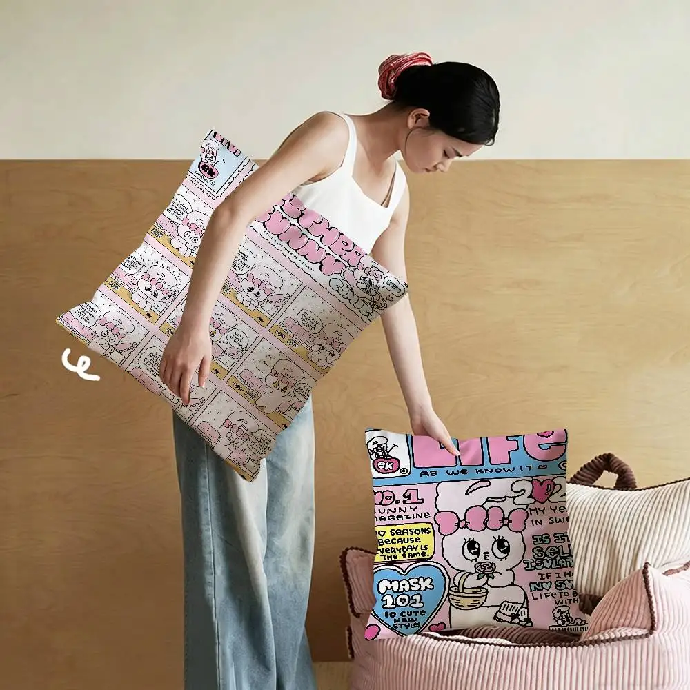 Cute Esther Bunny Rabbit Anime Cushion Cover Decorative Pillow Sofa Home Decor case pillow cases