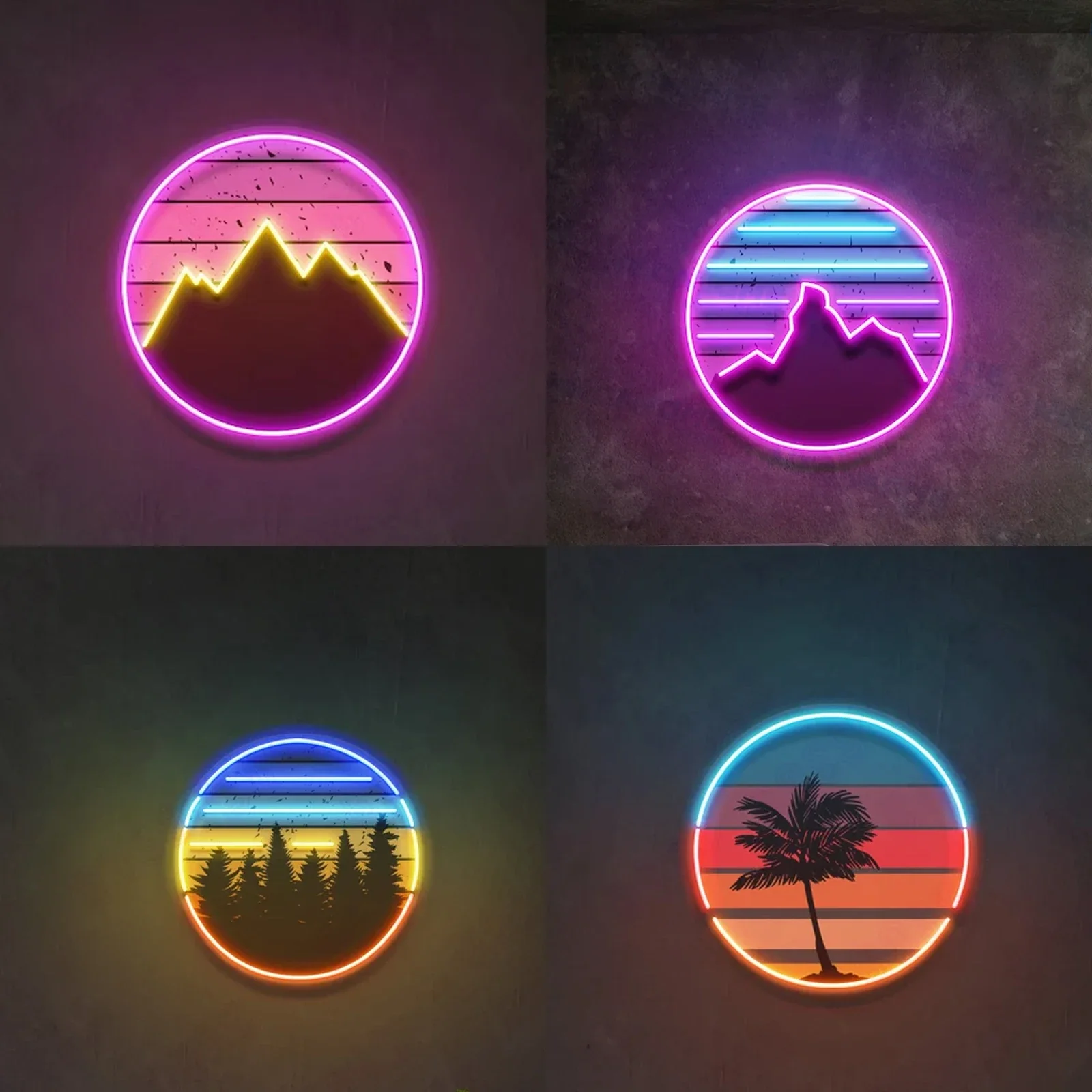 paisagem interior dimming lights mountain neon sign art led light night lamp neon personalizado para decoracao de quarto decoracao neon design 01