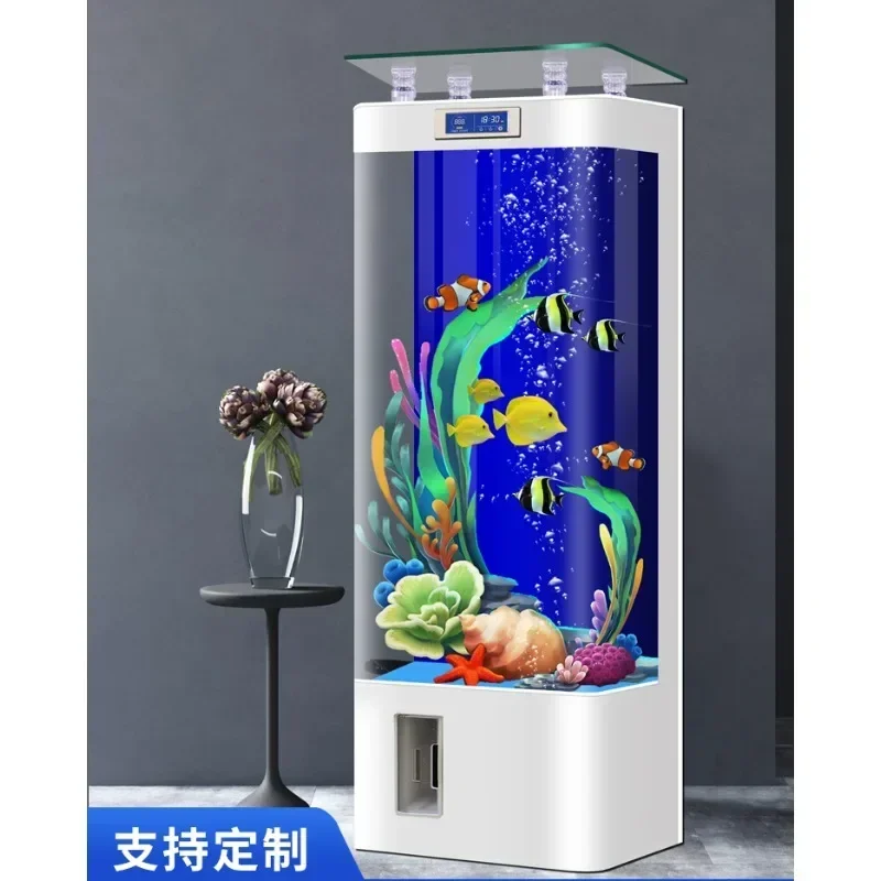 2024 new smart goldfish tank living room household medium-sized vertical filter integrated ecological glass water tank