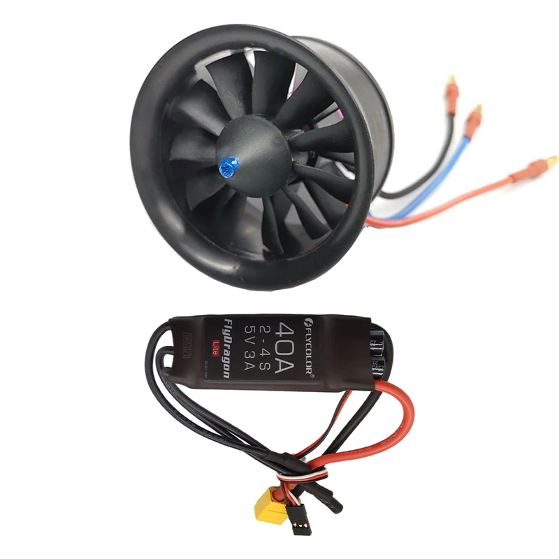 

EDF 50mm 4900KV 3S Maximum Thrust 770g 11 Blades Ducted Fan with RC Brushless Motor with ESC 40A(2~4S) Balance Tested for EDF RC