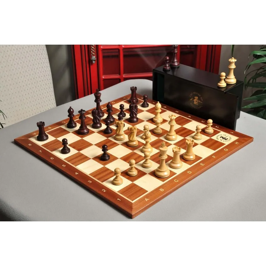 

The Library Grandmaster Chess Set Box and Board Combination for Elegant Home or Office Spaces Featuring Premium Materials and T