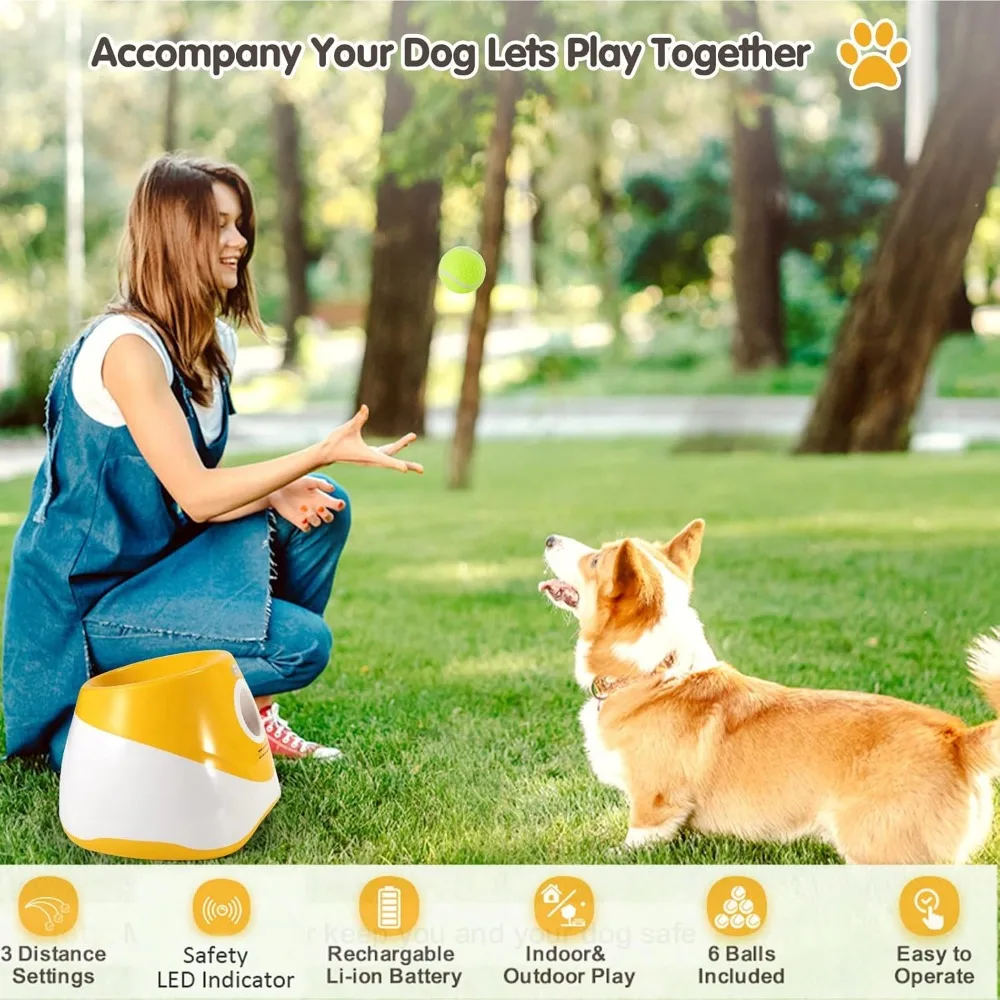 Automatic Ball Launcher for Small and Medium Dogs, USB Rechargeable Balls Thrower, Ball Launchers