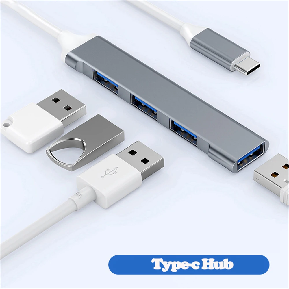 USB 3.0 허브 4 포트 고속 C 타입 분배기 5Gbps, PC 컴퓨터 액세서리 멀티포트 허브 4 USB 3.0 2.0 포트