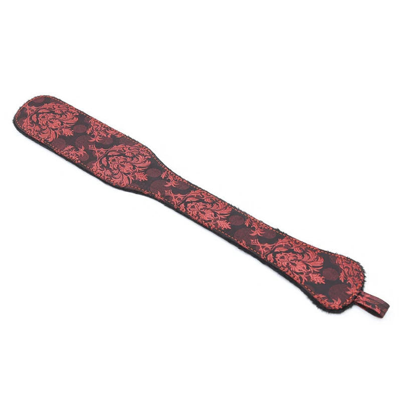 45.5CM Front Classical Red,Back Black Velvet Flog Spank Paddle Horse Whip Beat Submissive Crop Equestrian bat for Cosplay