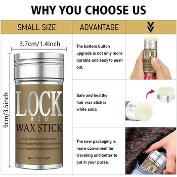 Vosková tyčinka na vlasy LOCKMIO pro ženy a děti s dlouhotrvající fixací, pomádou, kontrolou krepatění a poletujících vlasů, stylingovým voskem pro přírodní paruky 8 nejlepší prodej voskové tyčinky na vlasy - №2